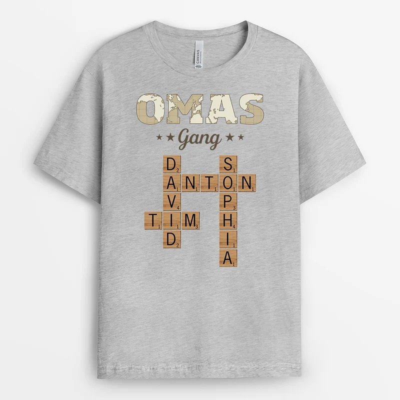 Papas Gang Kreuzworträtsel Weltkarte - Personalisiertes Geschenk | Weißes T Shirt Papa