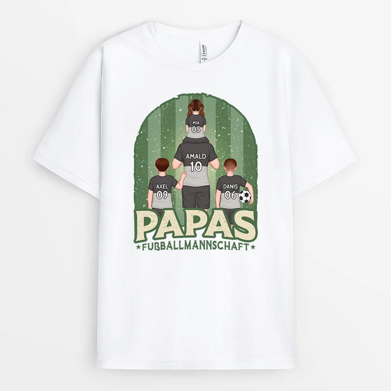 Papas Dreamteam Fußball - Personalisiertes Geschenk | Weißes T Shirt Papa