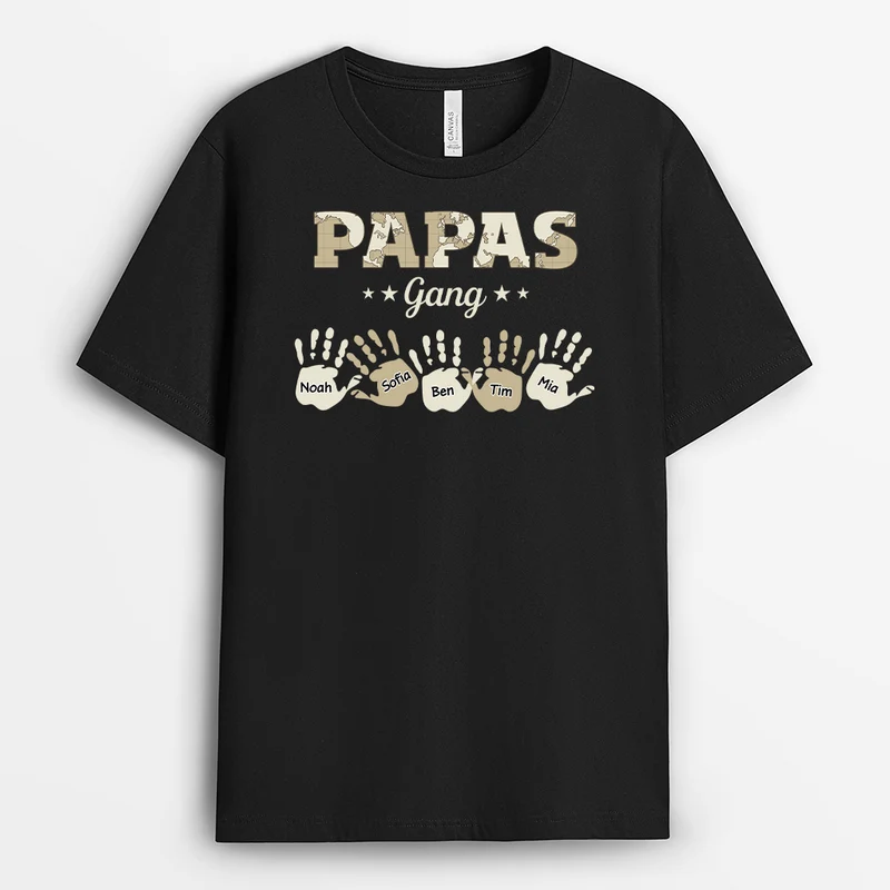 Papas Gang Handabdruck - Personalisiertes Geschenk | T Shirt Papa