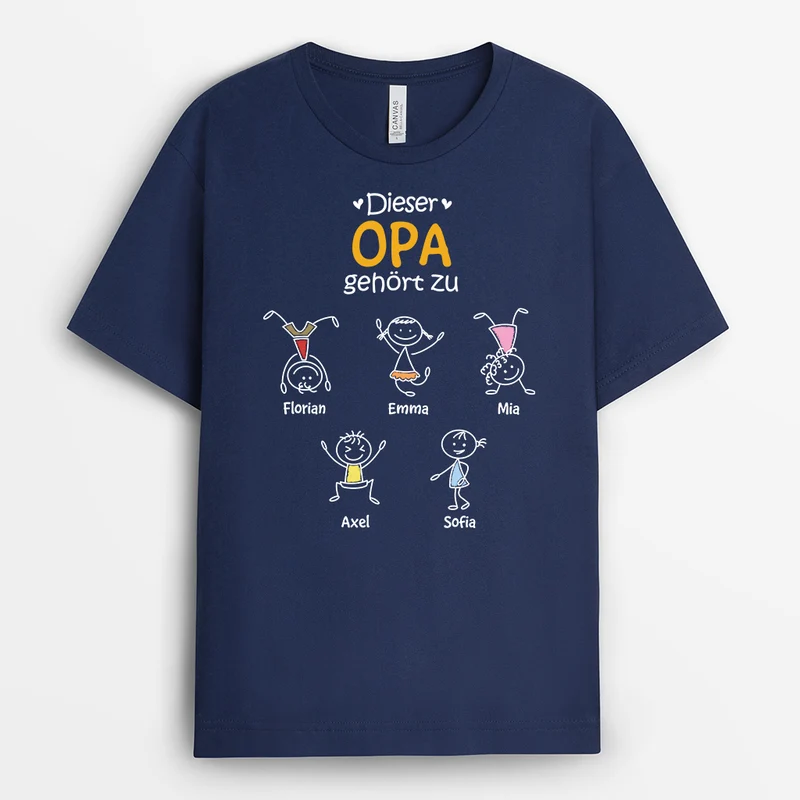 Dieser Papa Gehört Zu Strichmännchen - Personalisiertes Geschenk | T Shirt Papa