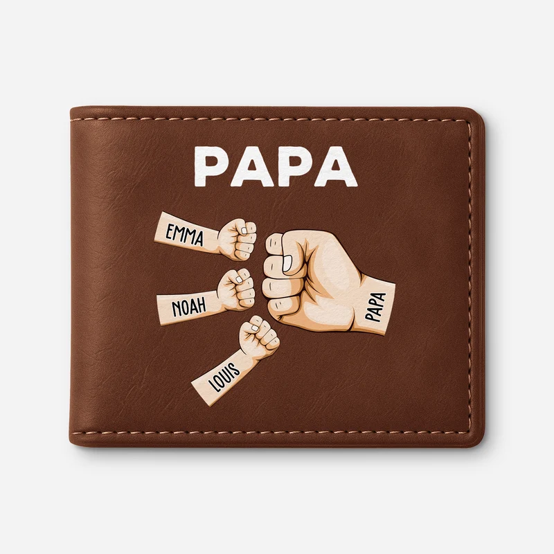 Papa & Kinder Mit Fäusten - Personalisierte Geschenke Herren | Portemonnaie