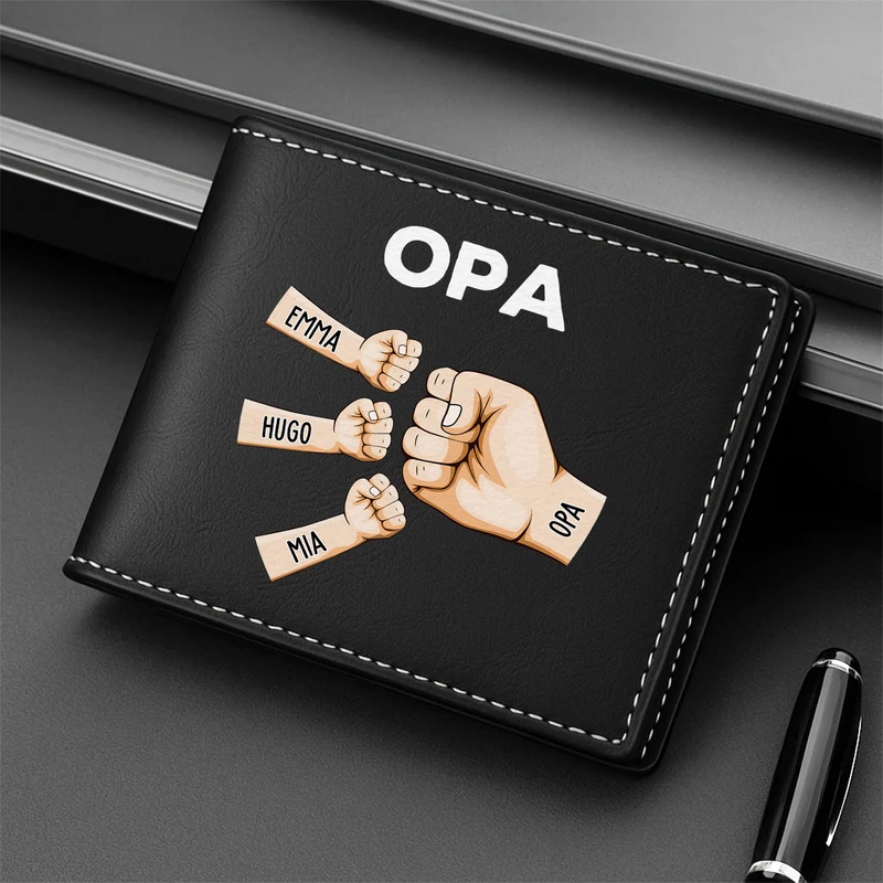 Papa & Kinder Mit Fäusten - Personalisierte Geschenke Herren | Portemonnaie