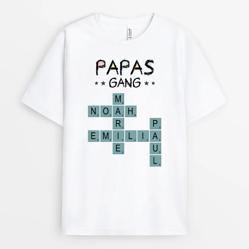 Papas Gang Buntstifte Kreuzworträtsel - Personalisiertes Geschenk | T Shirt Papa
