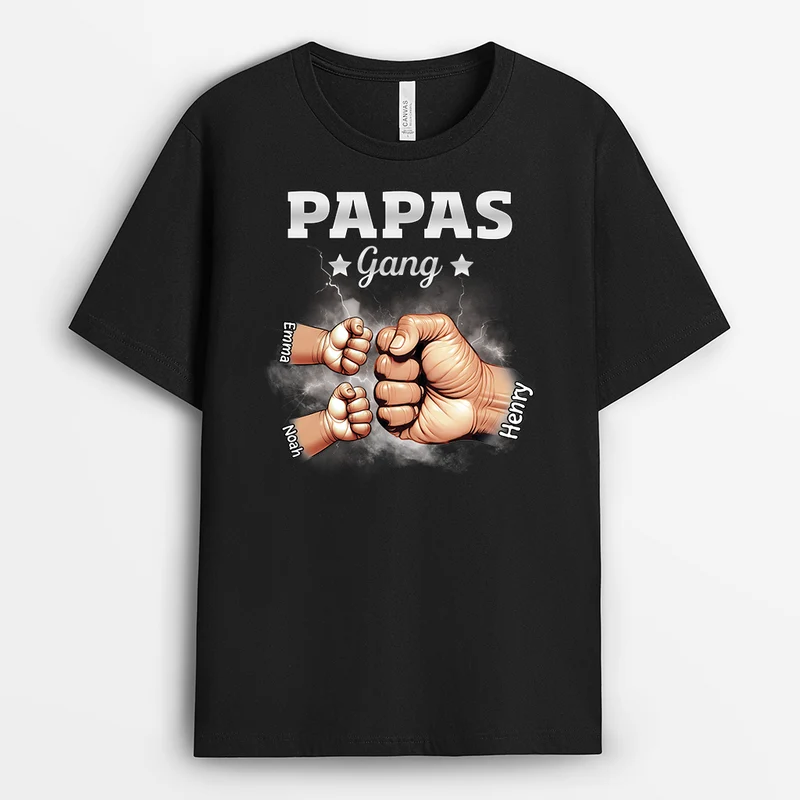 Papas Gang Mit Fäusten Blitze - Personalisiertes Geschenk | T Shirt Papa