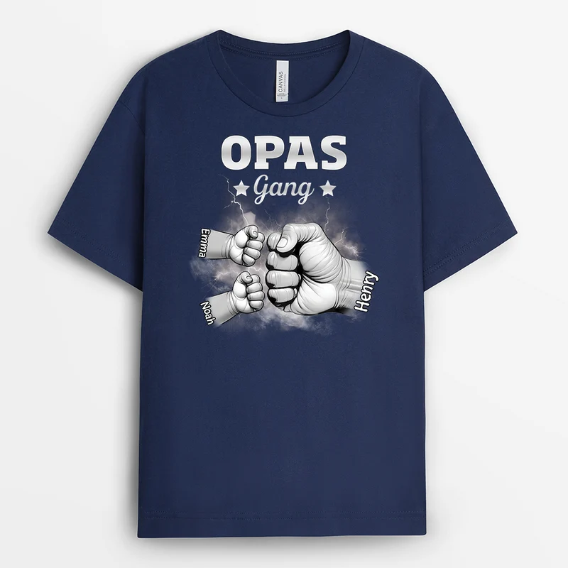 Papas Gang Mit Fäusten Blitze - Personalisiertes Geschenk | T Shirt Papa