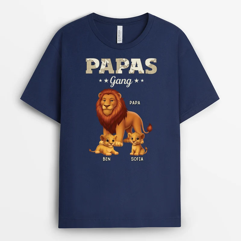 Opas Gang Löwe Cartoon Weltkarte - Personalisiertes Geschenk | T Shirt Opa