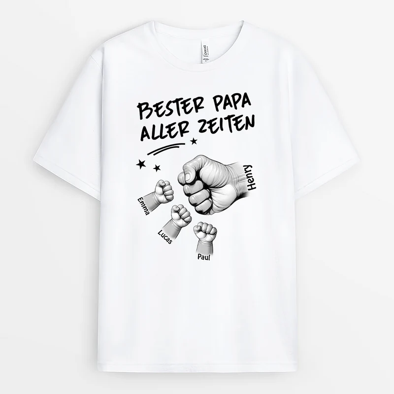 Bester Papa Aller Zeiten Mit Fäusten - Personalisiertes Geschenk | T Shirt Papa