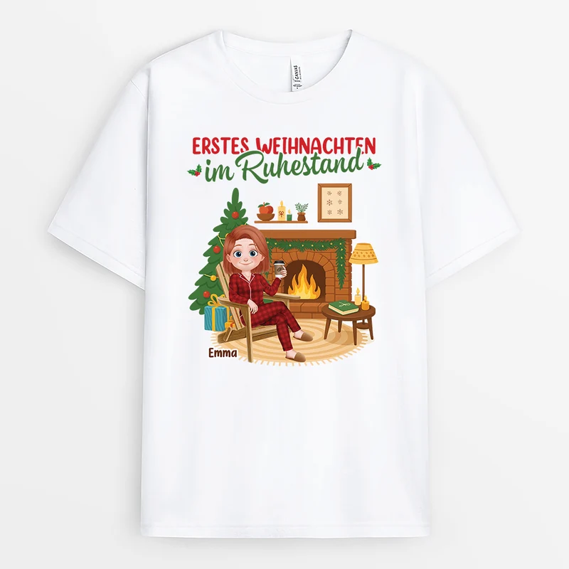 Erstes Weihnachten Im Ruhestand - Personalisierte Weihnachtsgeschenke | T Shirt Rente Herren & Damen