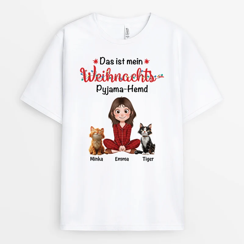 Das Ist Mein Weihnachtspyjama-Hemd - Personalisierte Geschenke Katze | T-Shirt