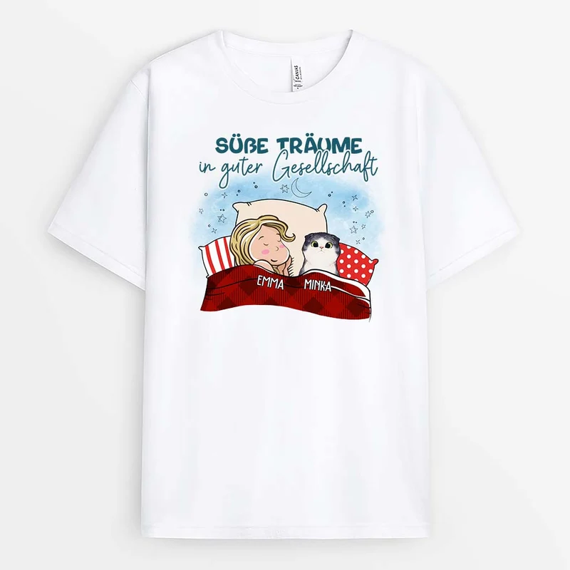Süße Träume In Guter Gesellschaft - Personalisiertes Geschenk | T-Shirt für Katzenliebhaber