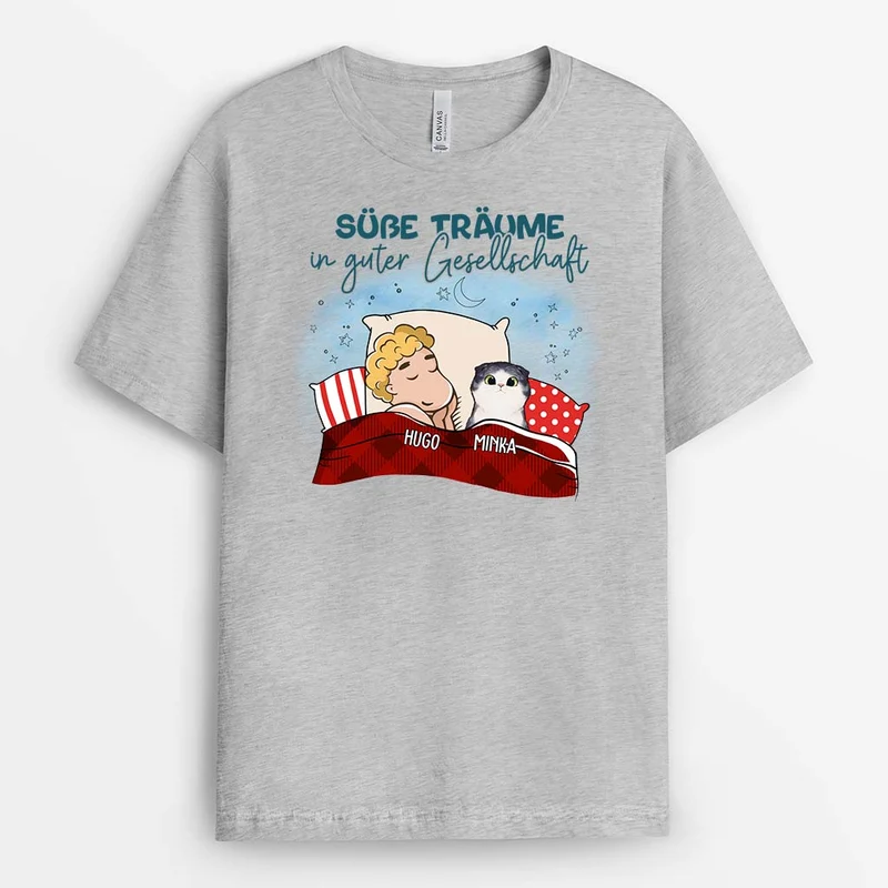 Süße Träume In Guter Gesellschaft - Personalisiertes Geschenk | T-Shirt für Katzenliebhaber