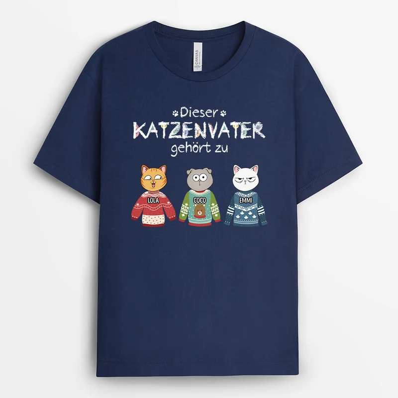 Diese Katzenmama Gehört Zu Die Katzen Trägt Einen Pullover - Personalisiertes Geschenk | T-Shirt für Katzenliebhaber