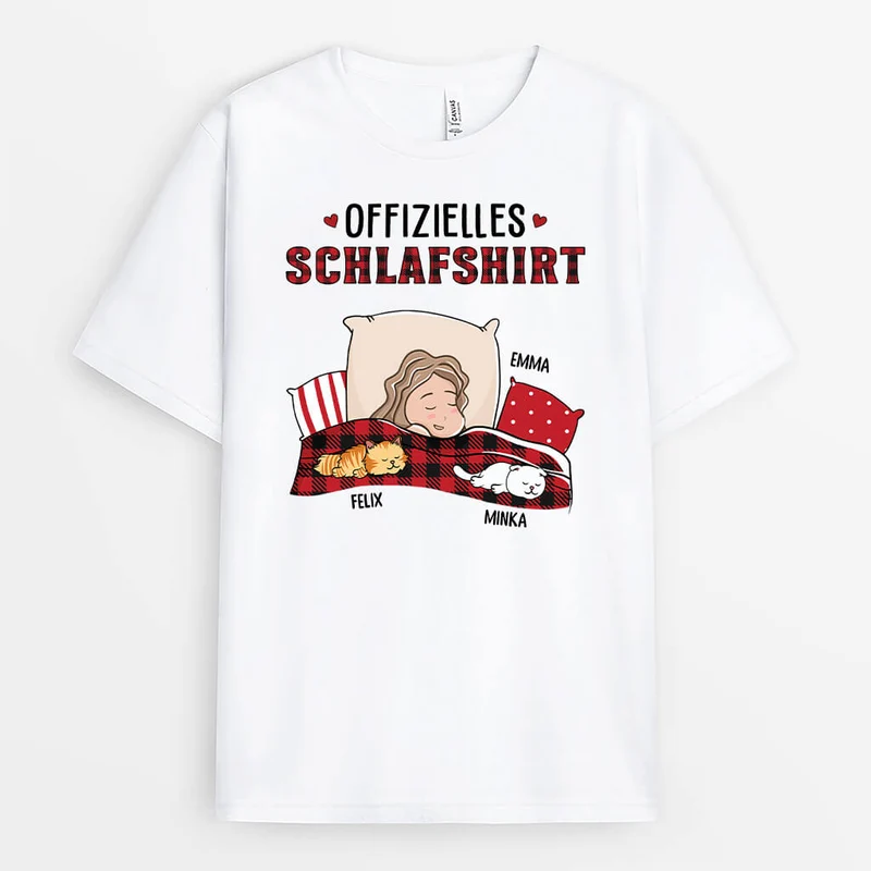 Offizielles Schlafshirt - Personalisiertes Geschenk | T-Shirt für Katzenliebhaber