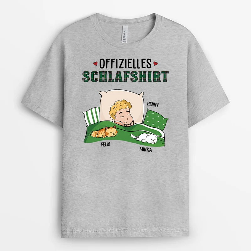 Offizielles Schlafshirt - Personalisiertes Geschenk | T-Shirt für Katzenliebhaber