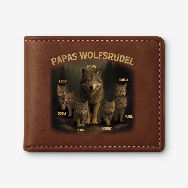 Papas Wolfsrudel - Personalisierte Geschenke Herren | Portemonnaie