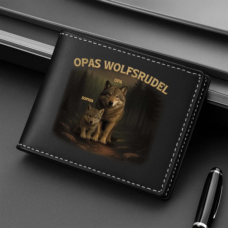 Papas Wolfsrudel - Personalisierte Geschenke Herren | Portemonnaie