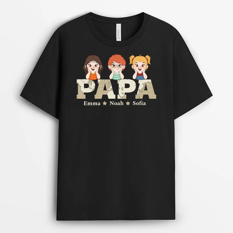Papa Und Kinder - Personalisiertes Geschenk | T-shirt für Opas/Papas