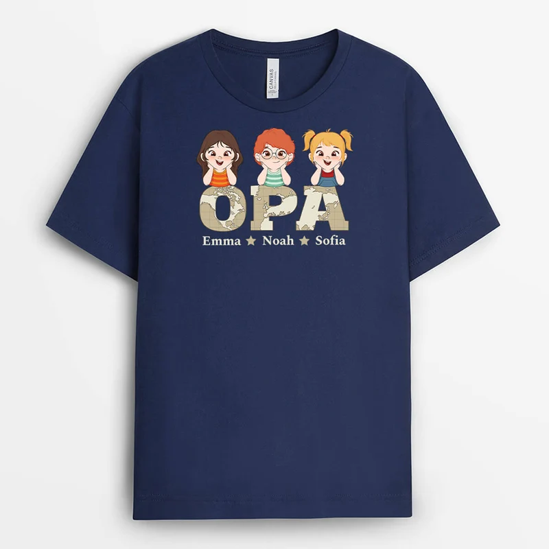 Papa Und Kinder - Personalisiertes Geschenk | T-shirt für Opas/Papas