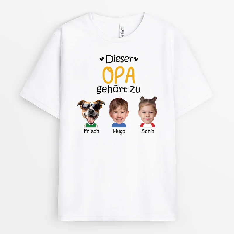 Dieser Papa/Opa Gehört Zu - Personalisiertes Geschenk | T-Shirt für Herren