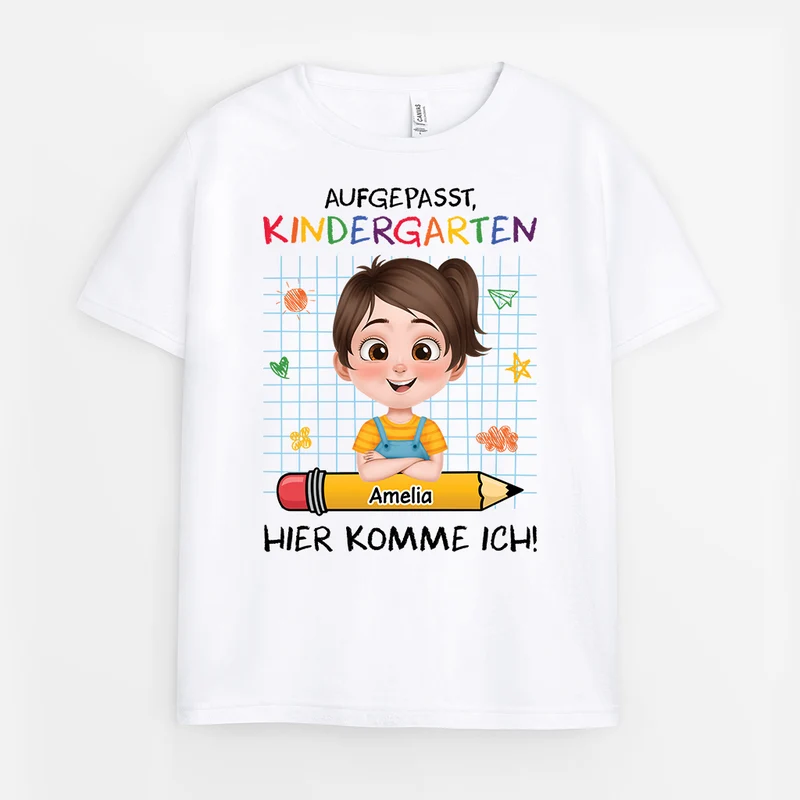 Achtung Kindergarten Ich Komme - Personalisiertes Geschenk | T Shirts Kinder