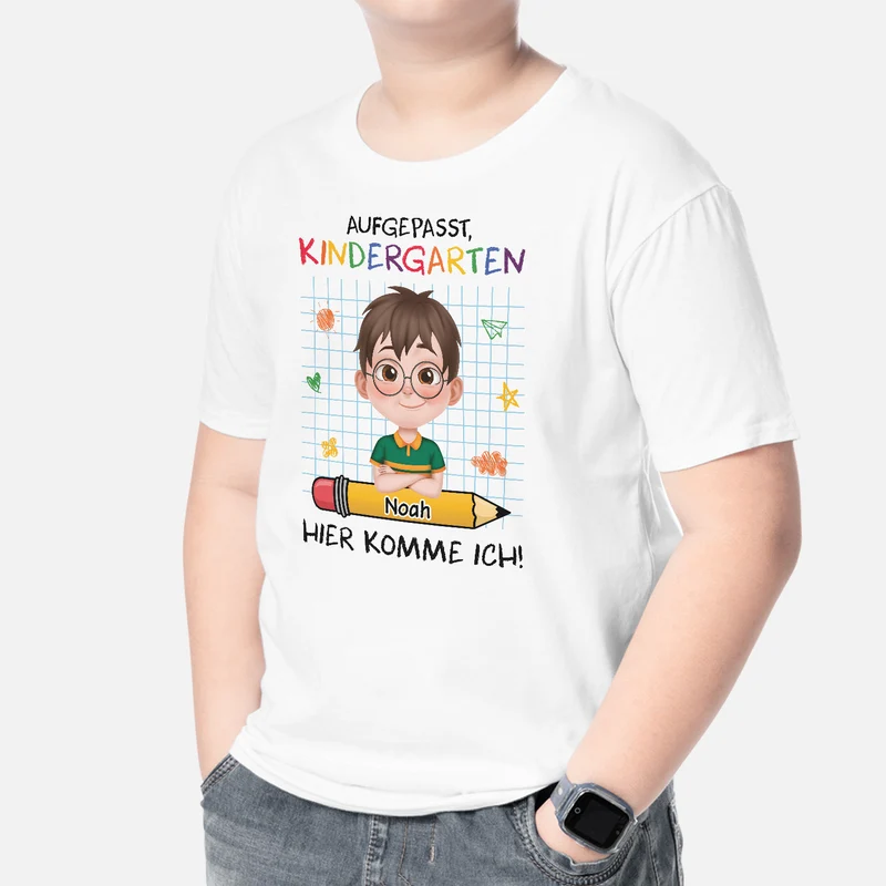 Achtung Kindergarten Ich Komme - Personalisiertes Geschenk | T Shirts Kinder