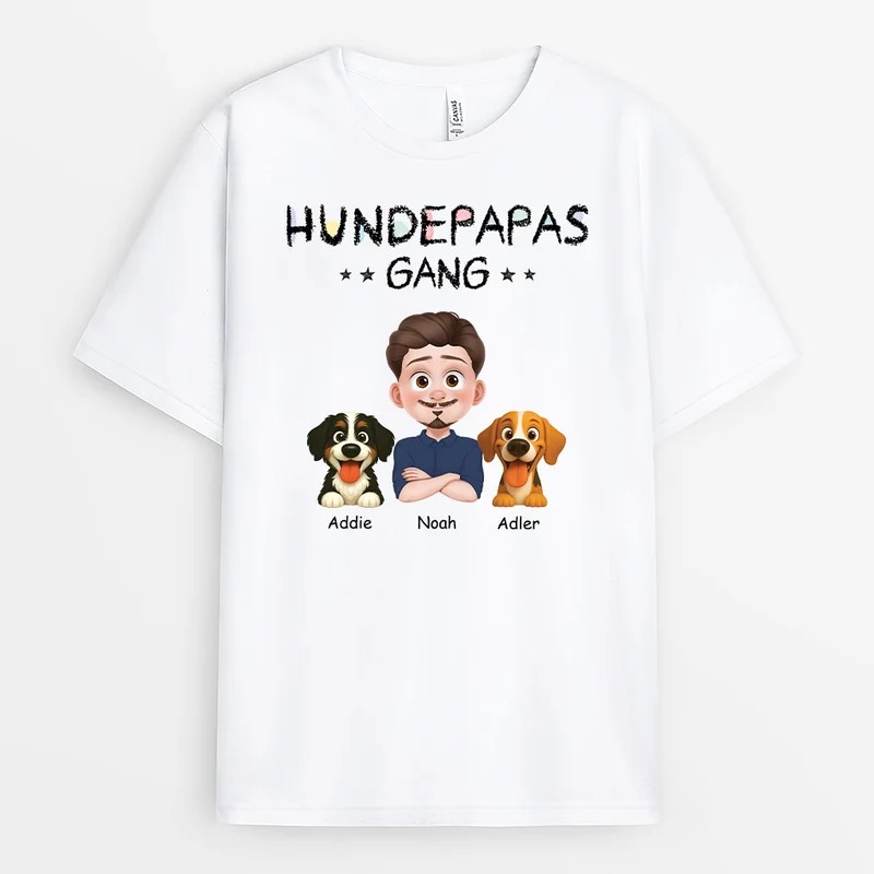 Hundepapas/Hundemamas Gang - Personalisierte Hunde Geschenke | T Shirt Buntstifte Cartoon