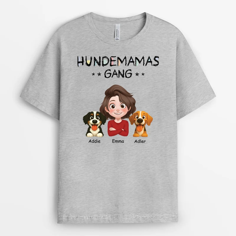 Hundepapas/Hundemamas Gang - Personalisierte Hunde Geschenke | T Shirt Buntstifte Cartoon