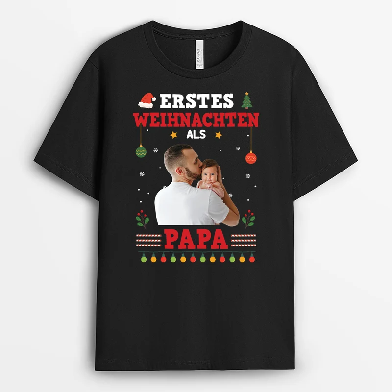Erstes Weihnachten als Papa/Mama - Personalisiertes Geschenk | T Shirt Papa
