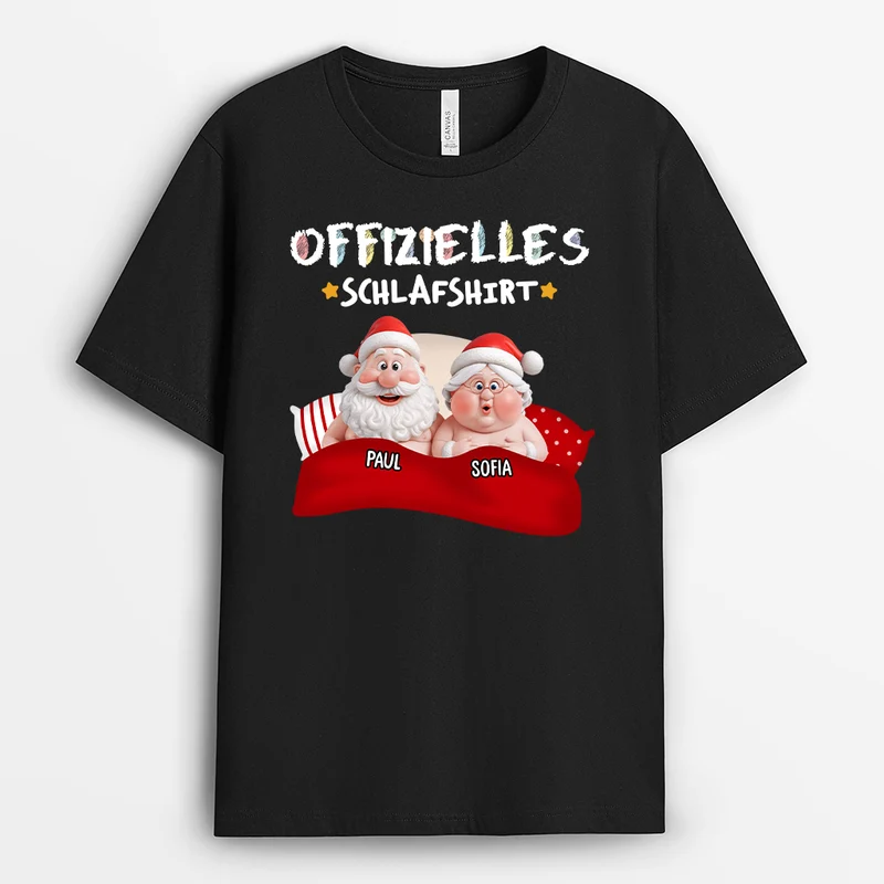 Offizielles Schlafshirt Paare - Personalisierte Weihnachtsgeschenke | Schlafshirt Lustig Buntstifte