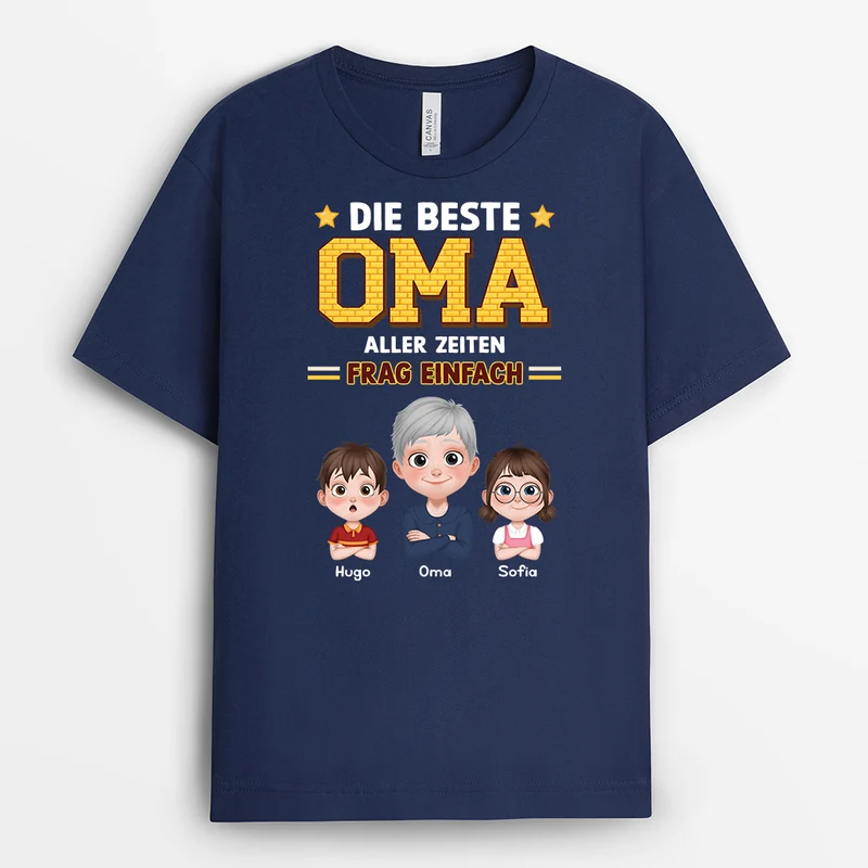 Der Beste Opa Aller Zeiten - Personalisiertes Geschenk | Opa/Oma T Shirt 3D Cartoon