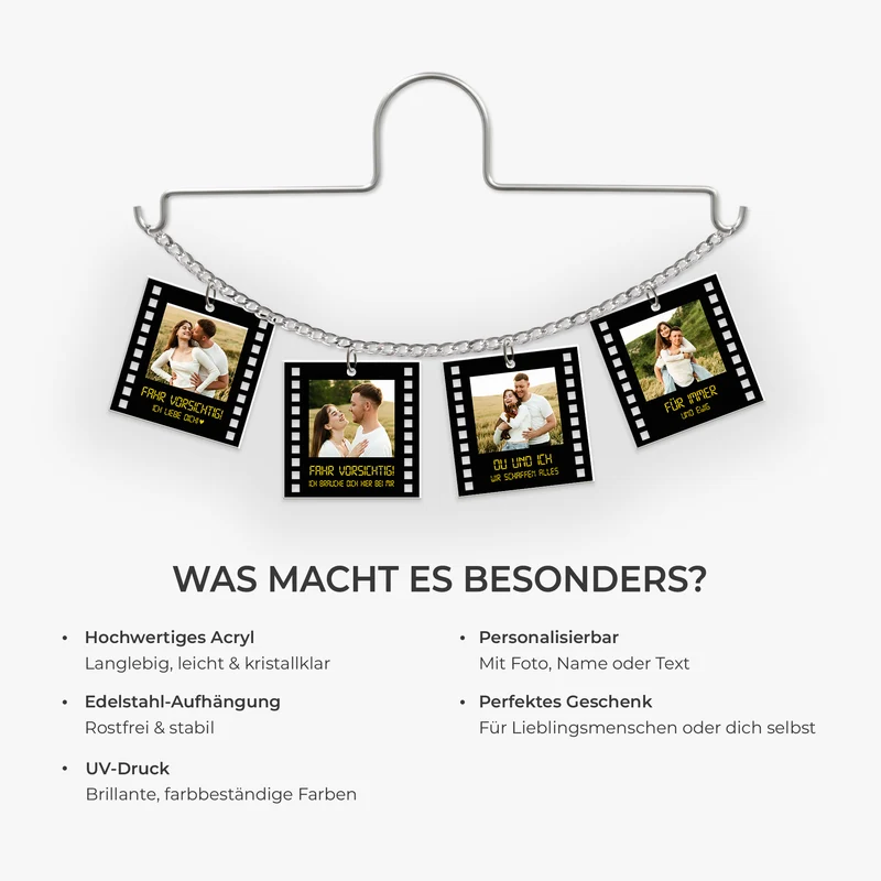 Fahr Vorsichtig Ich Liebe Dich - Personalisierte Paar Geschenke | Acryl Autospiegel Anhänger Foto