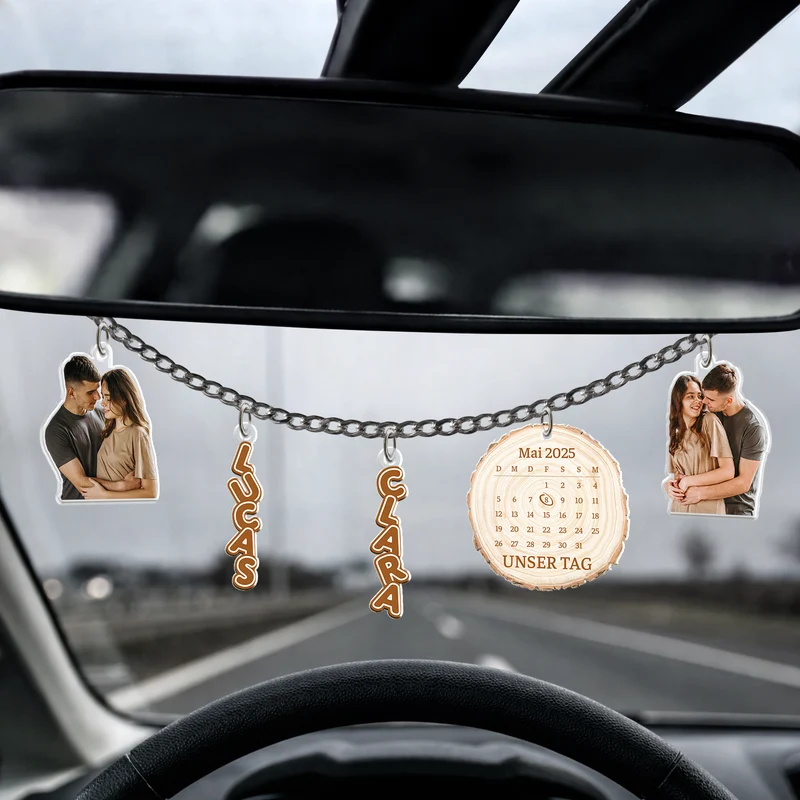 Unser Tag Kalender - Personalisierte Paar Geschenke | Acryl Autospiegel Anhänger Foto