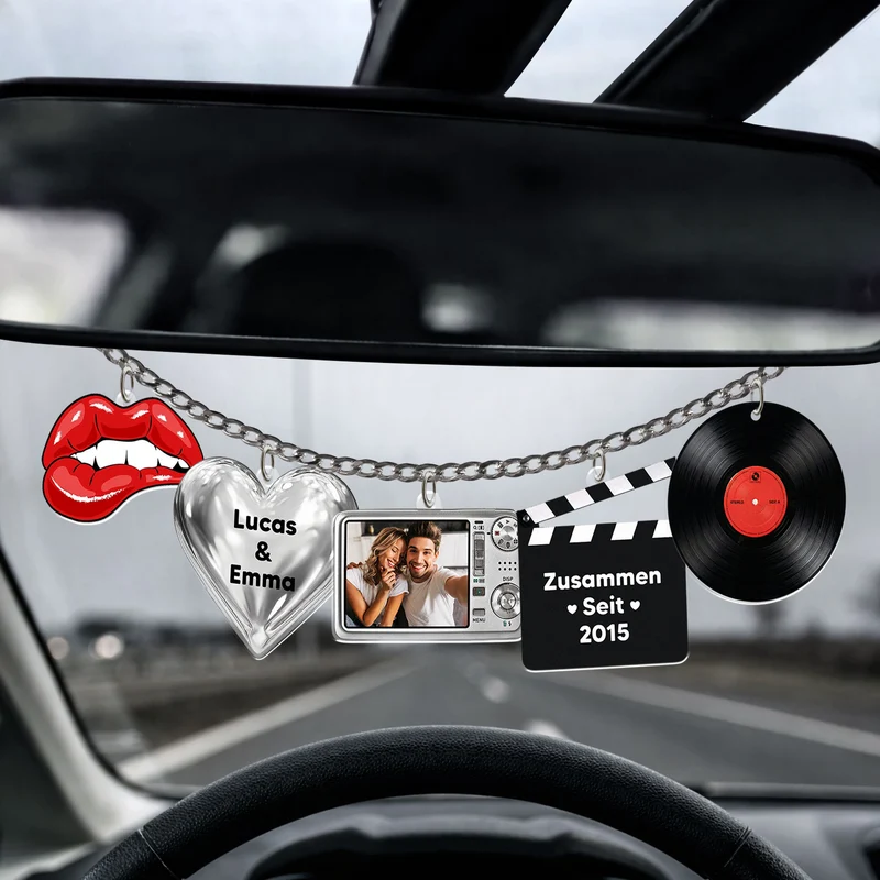 Zusammen Seit - Personalisierte Paar Geschenke | Acryl Autospiegel Anhänger Foto