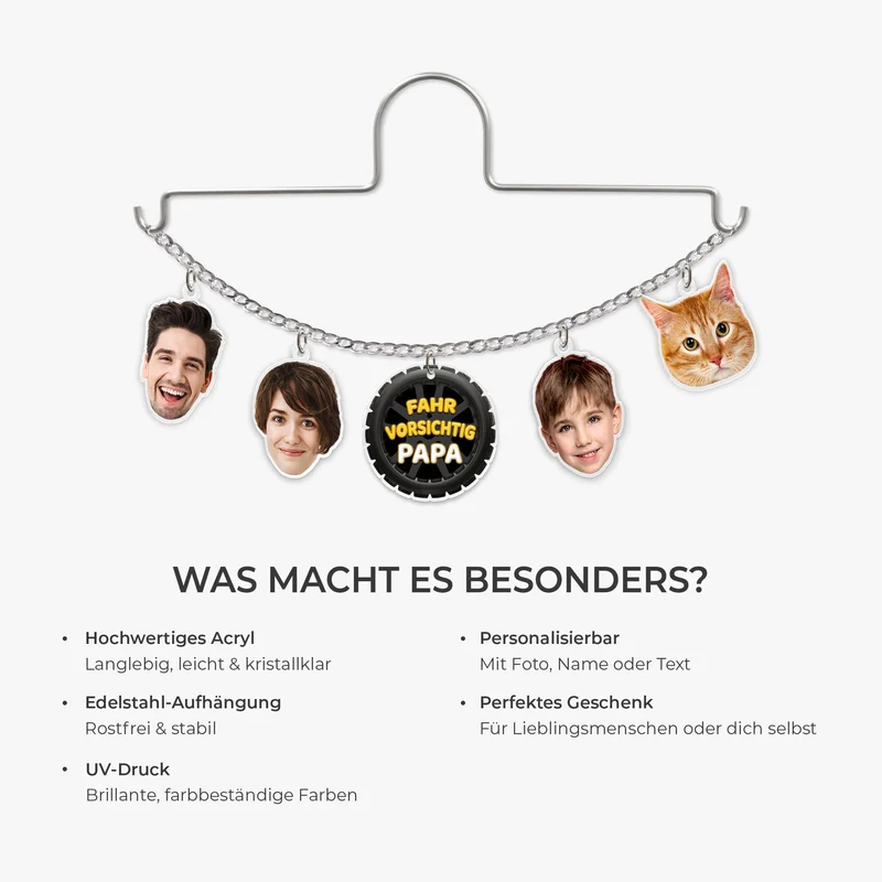 Fahr Vorsichtig Papa/Mama/Mein Schatz Paar - Personalisierte Paar Geschenke | Acryl Autospiegel Anhänger Foto