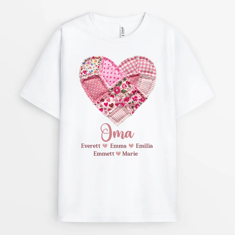 Oma & Enkelkinder Patchwork - Personalisiertes Geschenk | Mama & Oma T Shirt