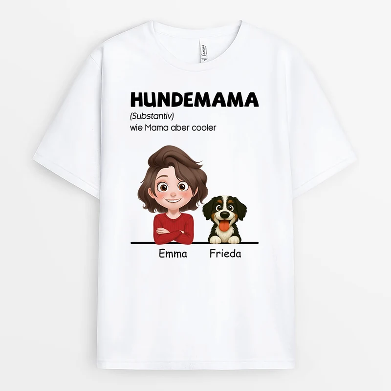 Substantiv Hundemama Cartoon - Personalisierte Geschenke Für Hundebesitzer | T Shirt