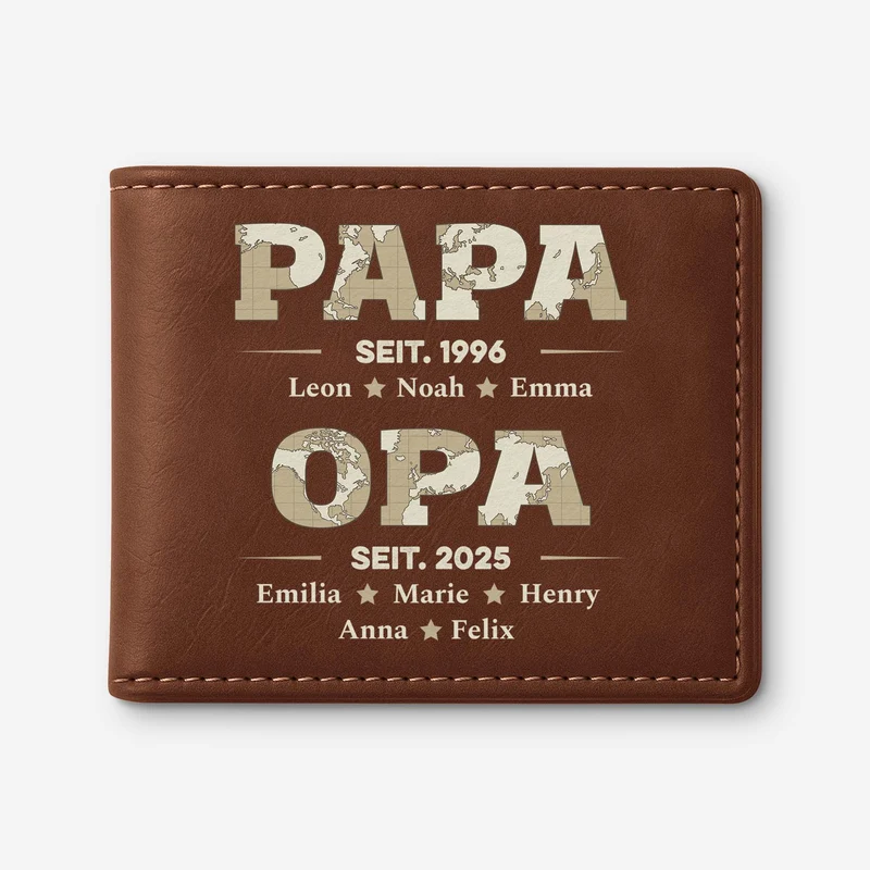 Papa Opa Seit Weltkarte - Personalisierte Geschenke Herren | Portemonnaie
