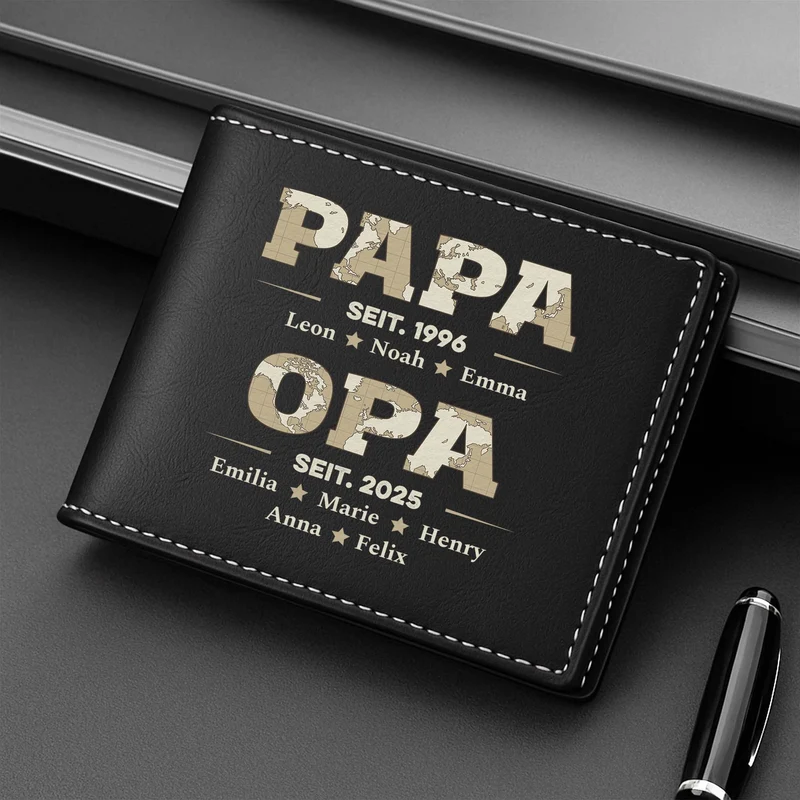 Papa Opa Seit Weltkarte - Personalisierte Geschenke Herren | Portemonnaie