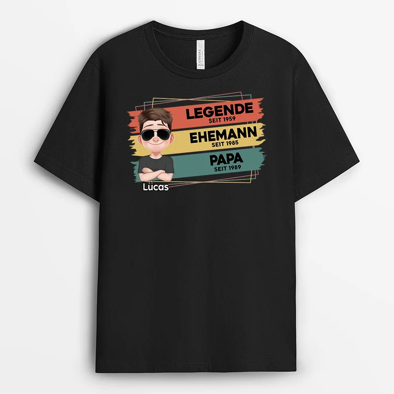 Legende Ehemann Papa Cartoon - Personalisiertes Geschenk | T Shirt Papa