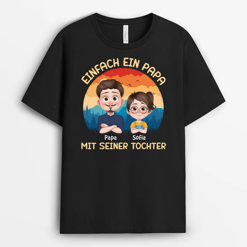 Einfach Ein Papa Und Sein Mädchen - Personalisiertes Geschenk | T Shirt Papa Cartoon