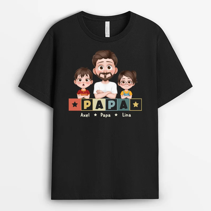 Papa Cartoon - Personalisiertes Geschenk | T Shirt Papa