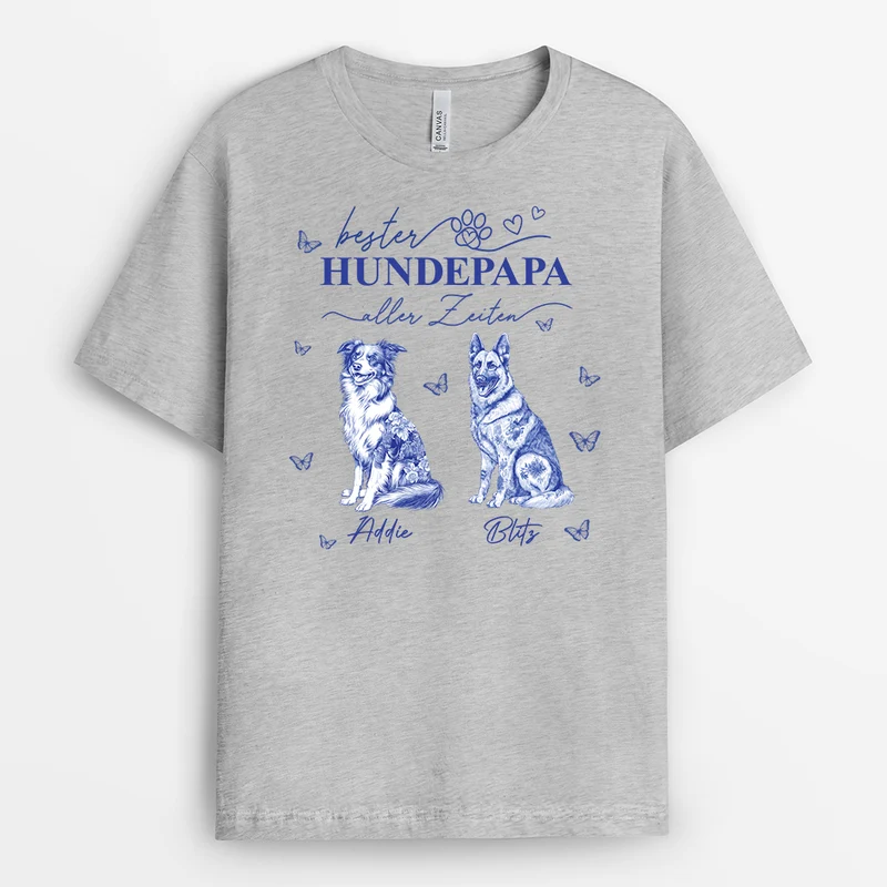 Beste Hundemama Aller Zeiten Blue Toile Fabric - Personalisiertes Geschenk | Hunde T-shirts