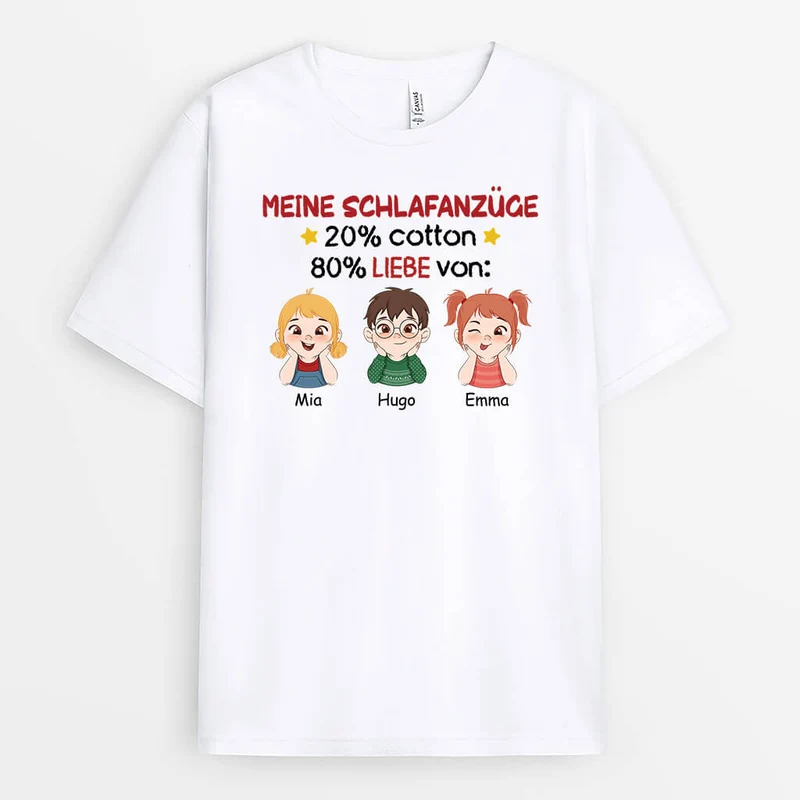 Meine Pyjamas 20% Baumwolle 80% Liebe Von - Personalisiertes Geschenk | T-Shirt für Großeltern/Eltern