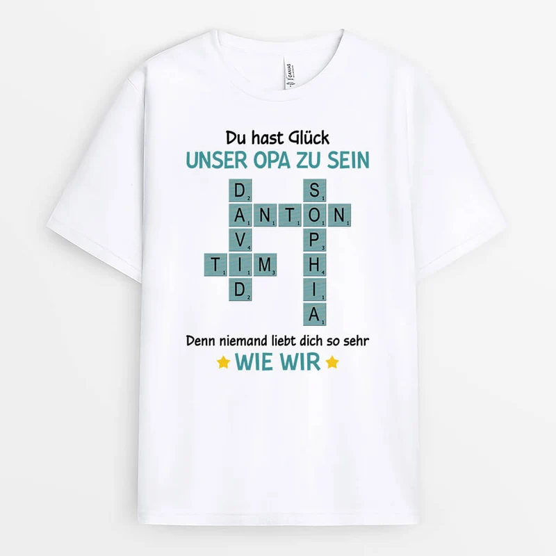 Du Hast Glück Unser Opa Zu Sein Kreuzworträtsel - Personalisiertes Geschenk | T-Shirt für Opas