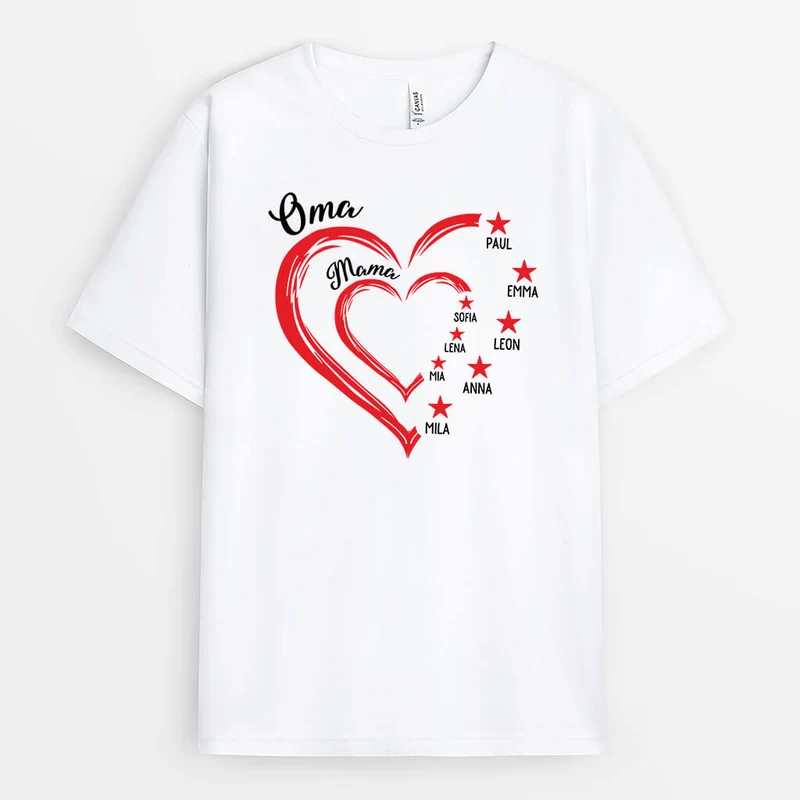 Opa Papa Das Herz Kinder Die Sterne - Personalisieretes Geschenk | T-Shirt für Opas und Papas