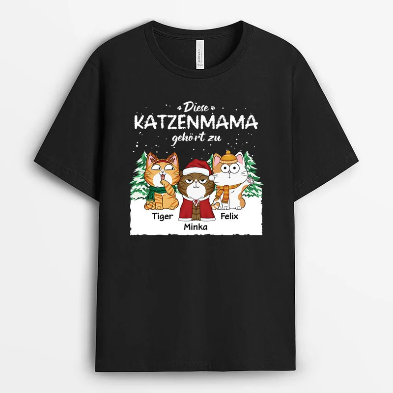 Diese Katzenmama Gehört Zu - Personalisiertes Geschenk | T-shirt für Katzenliebhaber Weihnachten Hintergrund