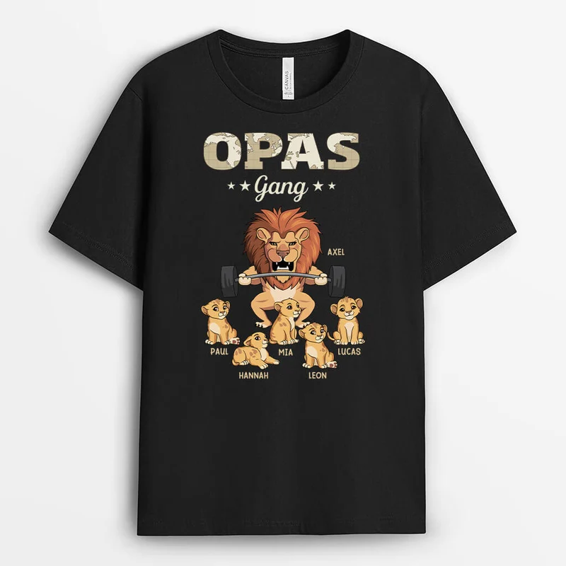 Opas/Papas Bande Löwe Karte - Personalisiertes Geschenk | Lustiges T-Shirt für Männer