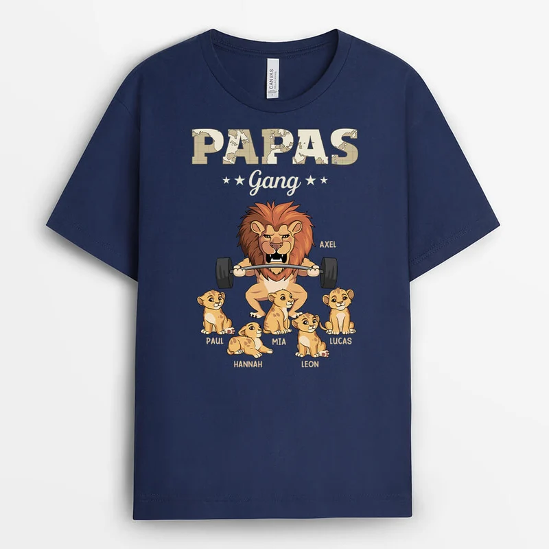 Opas/Papas Bande Löwe Karte - Personalisiertes Geschenk | Lustiges T-Shirt für Männer