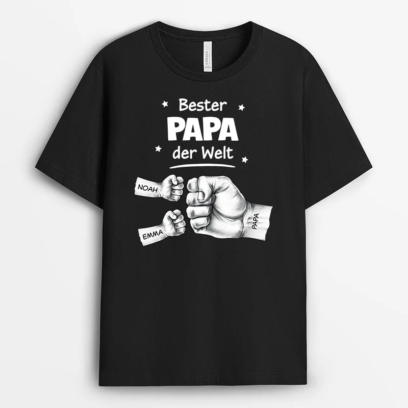 Bester Papa Der Welt - Personalisiertes Geschenk | Schwarzes Basic T Shirt Papa