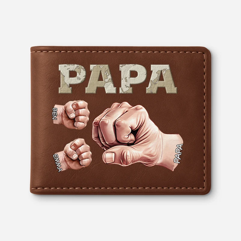 Papa Weltkarte Mit Fäusten - Personalisierte Geschenke Herren | Portemonnaie